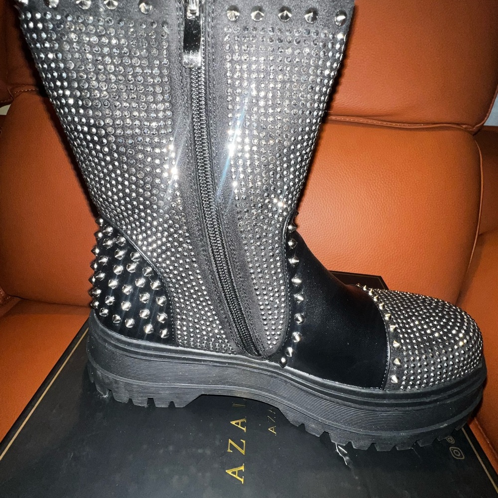 Azalea Wang Black Studded Ankle Booties - Picture 11 of 16